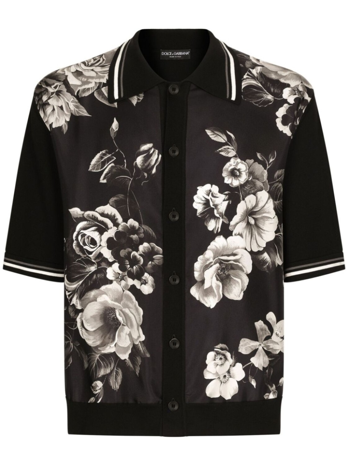 

Рубашка с коротким рукавом с цветочным принтом Dolce & Gabbana, черный