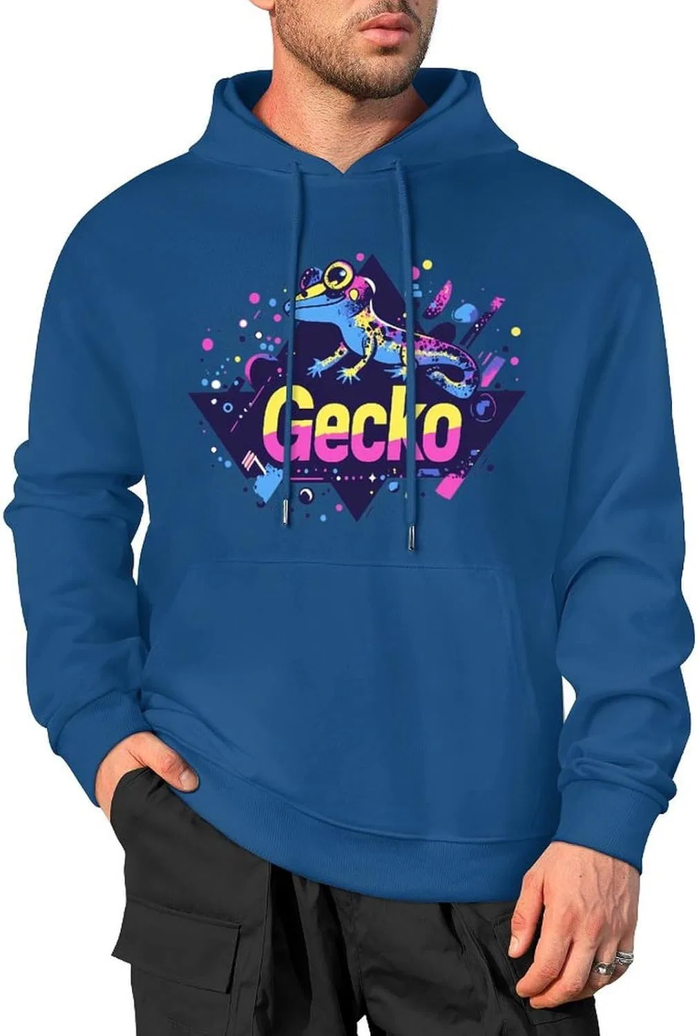 Винтажные худи Gecko Fashion 80-х годов для мужчин, хлопковые пуловеры с карманом