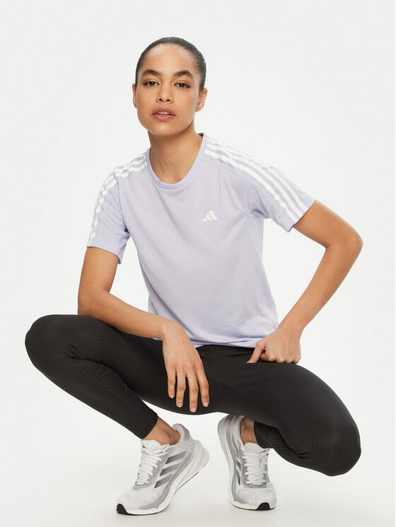 Техническая футболка стандартный крой Own the Run 3-Stripes JD2276 Adidas, фиолетовый — фото 2