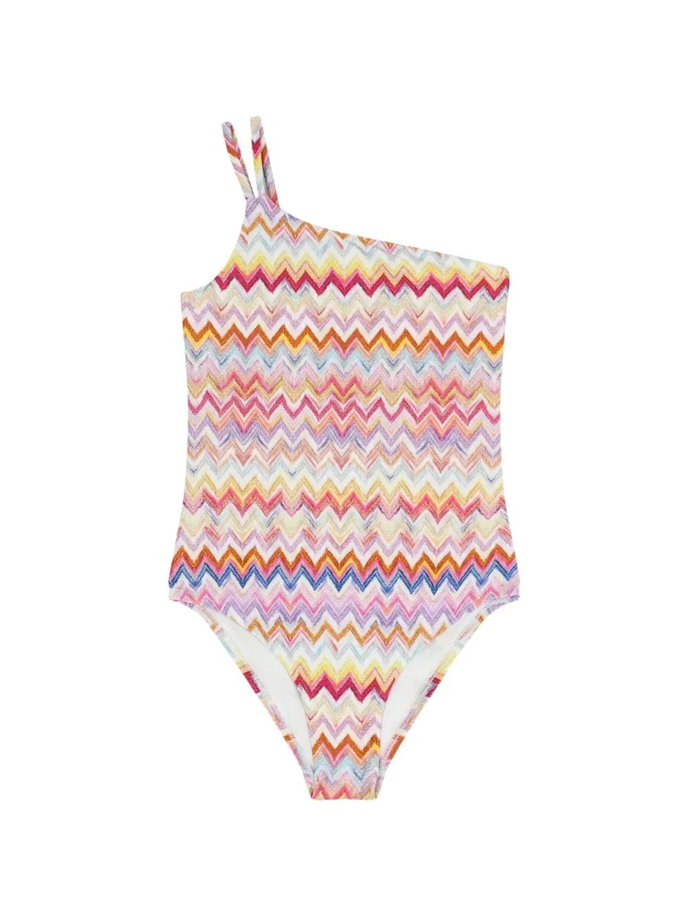 Купальник на одно плечо с зигзагообразным узором Missoni Kids, белый