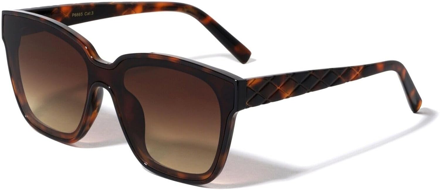 

Женские солнцезащитные очки Dweebzilla Oversized с роговым стеганым покрытием и квадратными линзами, большие, модные, с защитой от УФ-излучения UV400, гибридные, Brown Tortoise Frame - Brown Gradient Lens