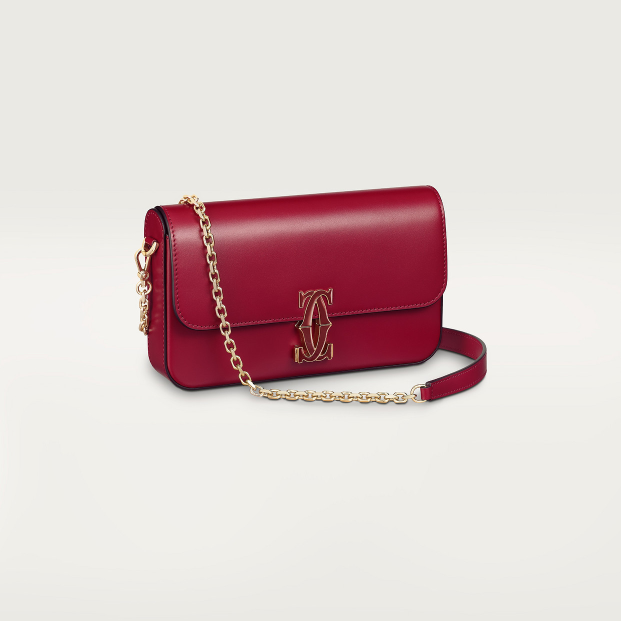 

Женская сумка через плечо Cartier Sac chaine mini modèle, C de Cartier, вишнево-красная телячья кожа