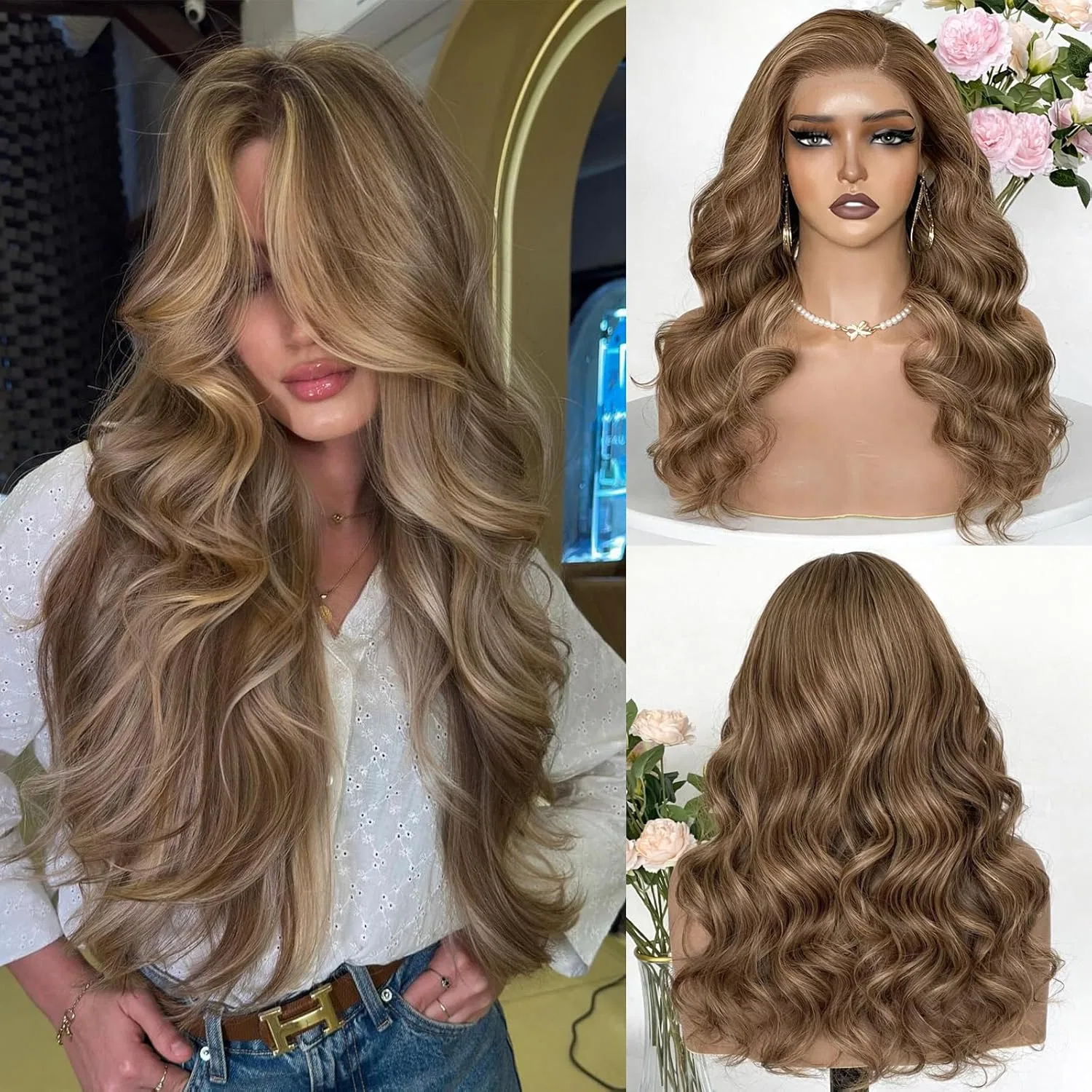 Парик Byluxurious Vanilla Blonde из натуральных волос с эффектом балаяж, 20 дюймов Sxfyinonh