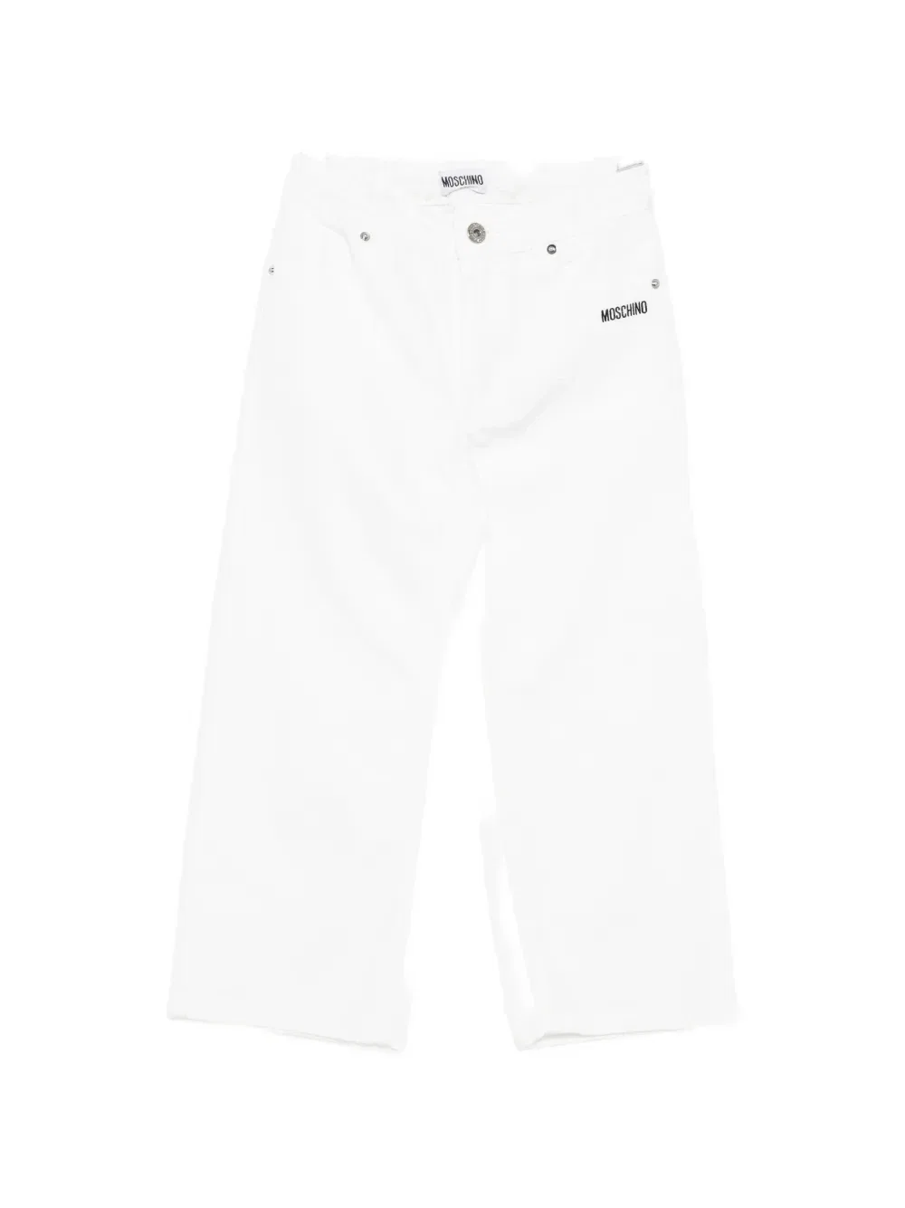 Джинсы с вышитым логотипом Moschino Kids, белый