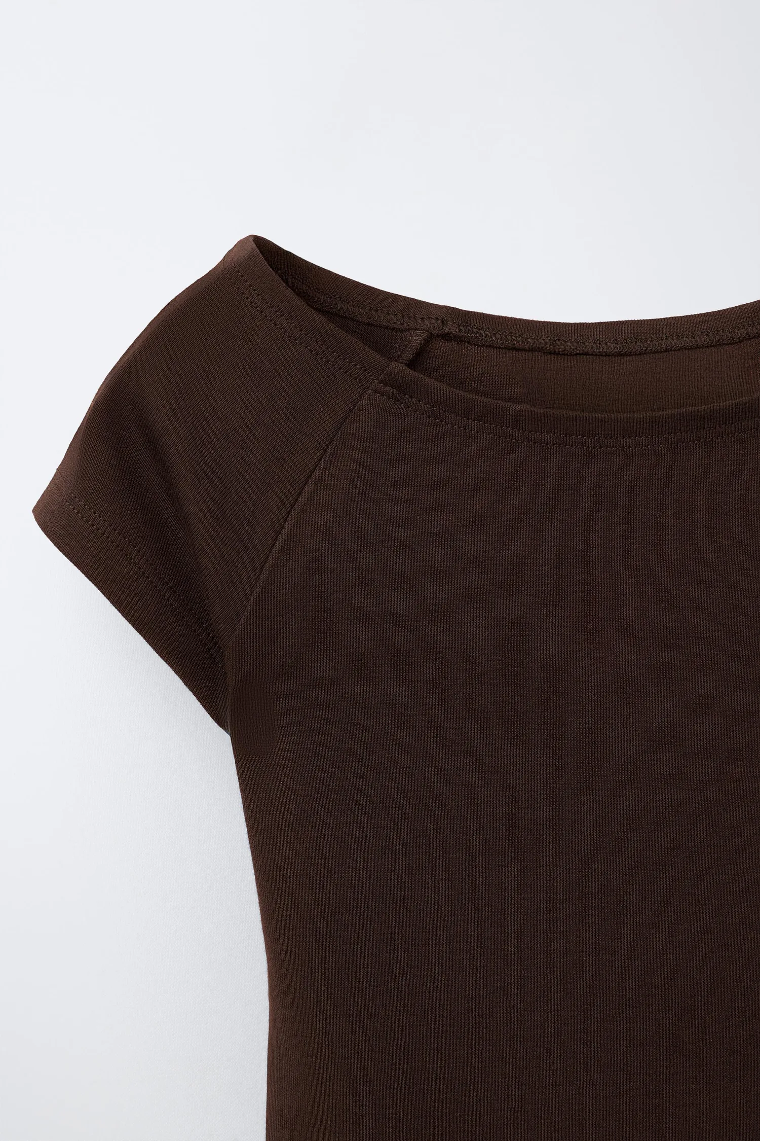 Простая футболка с модалом Zara, коричневый — фото 4