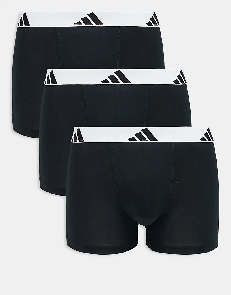

Комплект из 3 спортивных трусов Adidas Active Flex из хлопка черного цвета с контрастным поясом