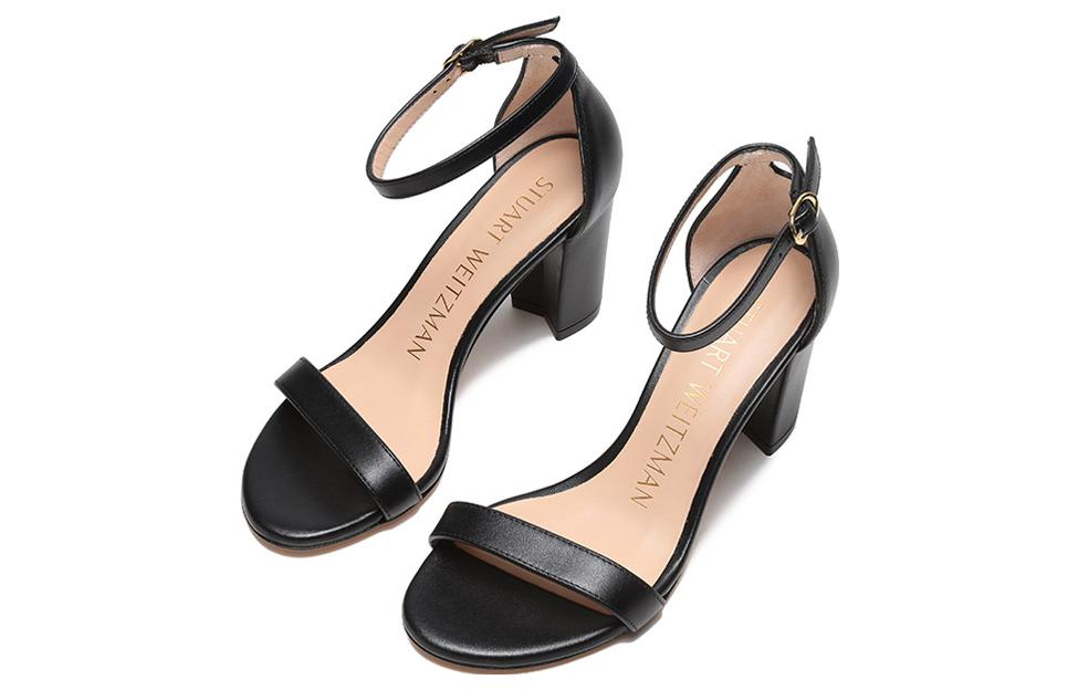 SW NEARLYNUDE Босоножки на одной бретели 8 см Женские Черные Stuart Weitzman, Оригинальная коробка для обуви в комплекте — фото 4