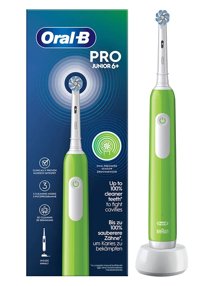 Электрическая зубная щетка для детей Oral-B зеленая — фото 2