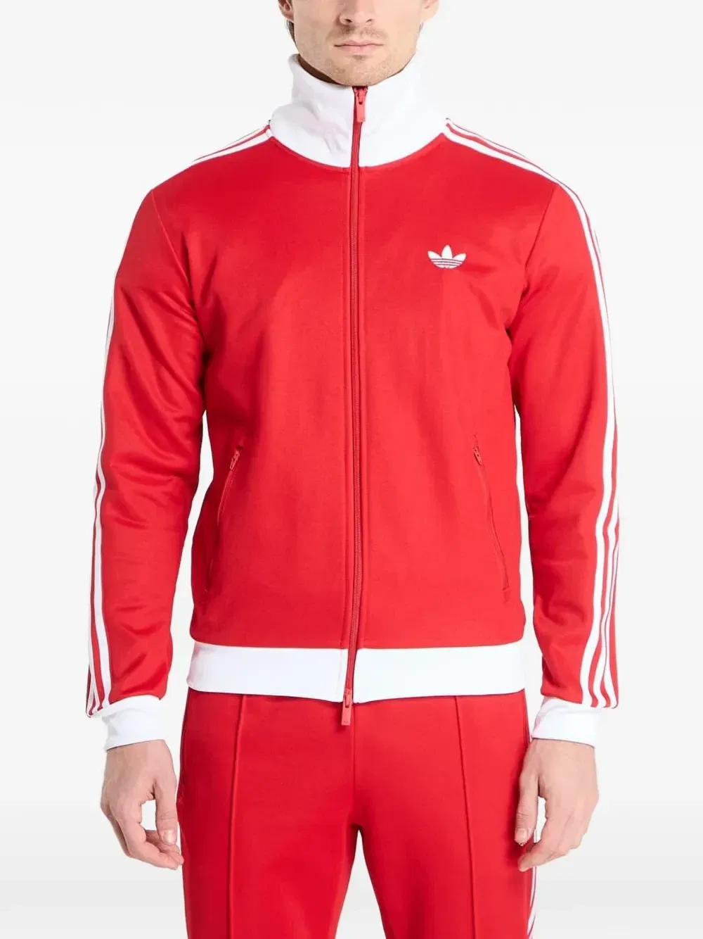 Спортивная кофта в полоску на молнии adidas, красный