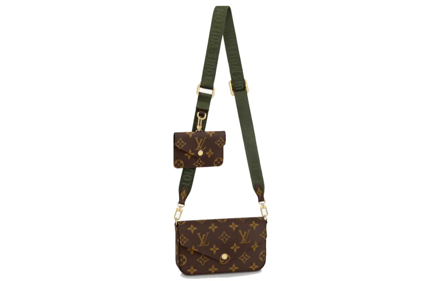 

Футболка Félicie Strap & Go Monogram цвета хаки зелёный/эбони LOUIS VUITTON