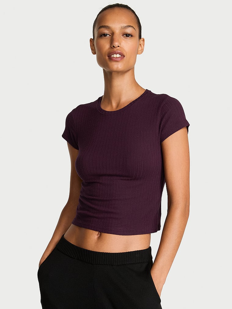 

Футболка из модала с широкими ребрами Victoria'S Secret, цвет winter wine