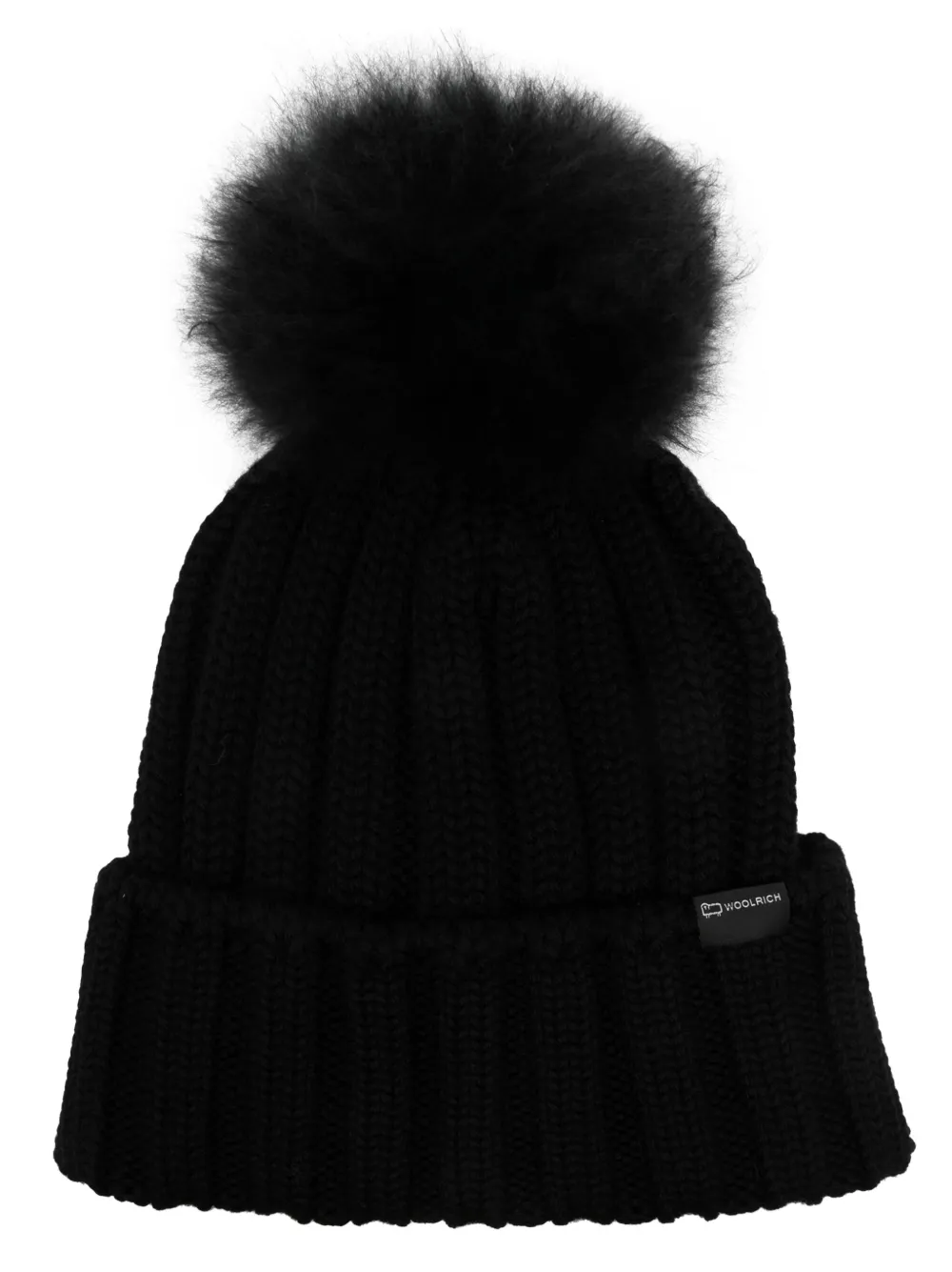 

Шерстяная шапка бини с нашивкой-логотипом WOOLRICH, черный