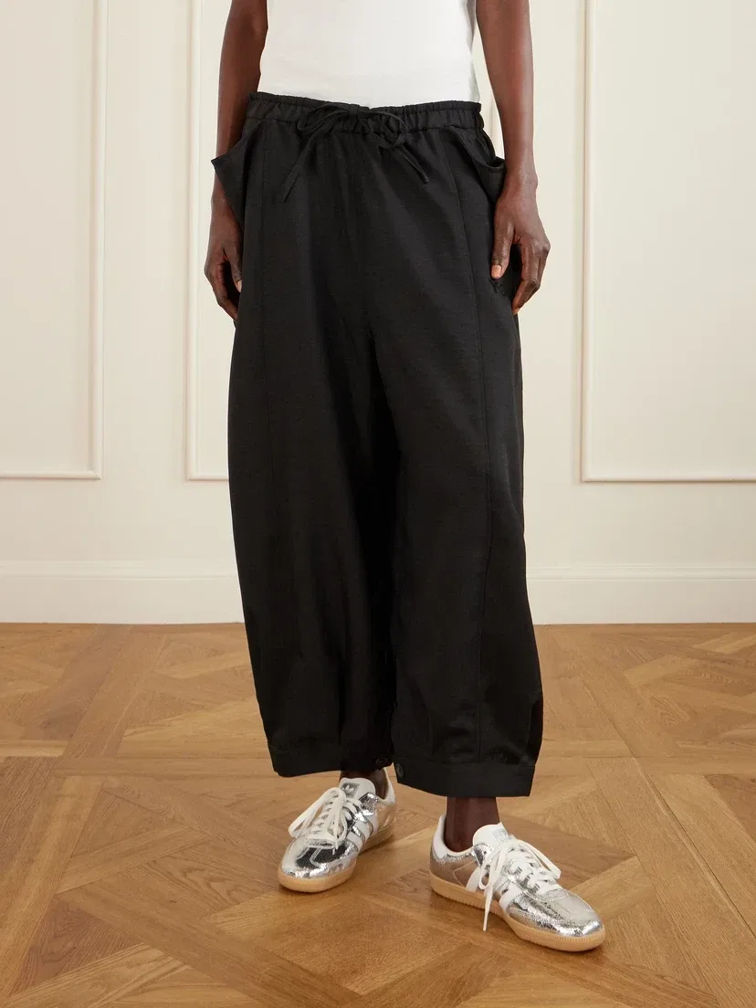 Укороченные широкие брюки из переработанного джерси С Y-3 adidas Originals, черный — фото 3
