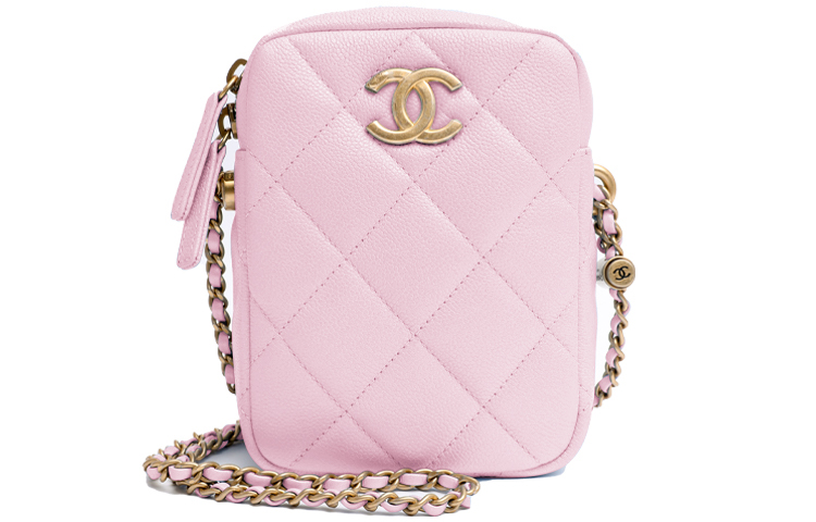 

CHANEL Сумка-короб из телячьей кожи Сумка через плечо Чехол для телефона Фотосумка Мини-кроссбоди Женская светло-фиолетовая розовая