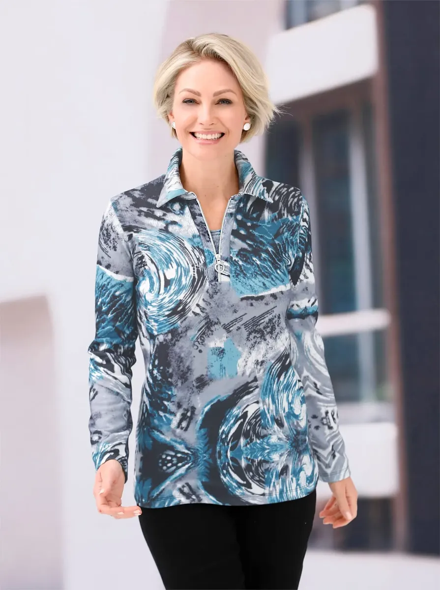 

Рубашка-поло Classic Basics "Winter Shirt", цвет Petrol-Grau-Bedruckt