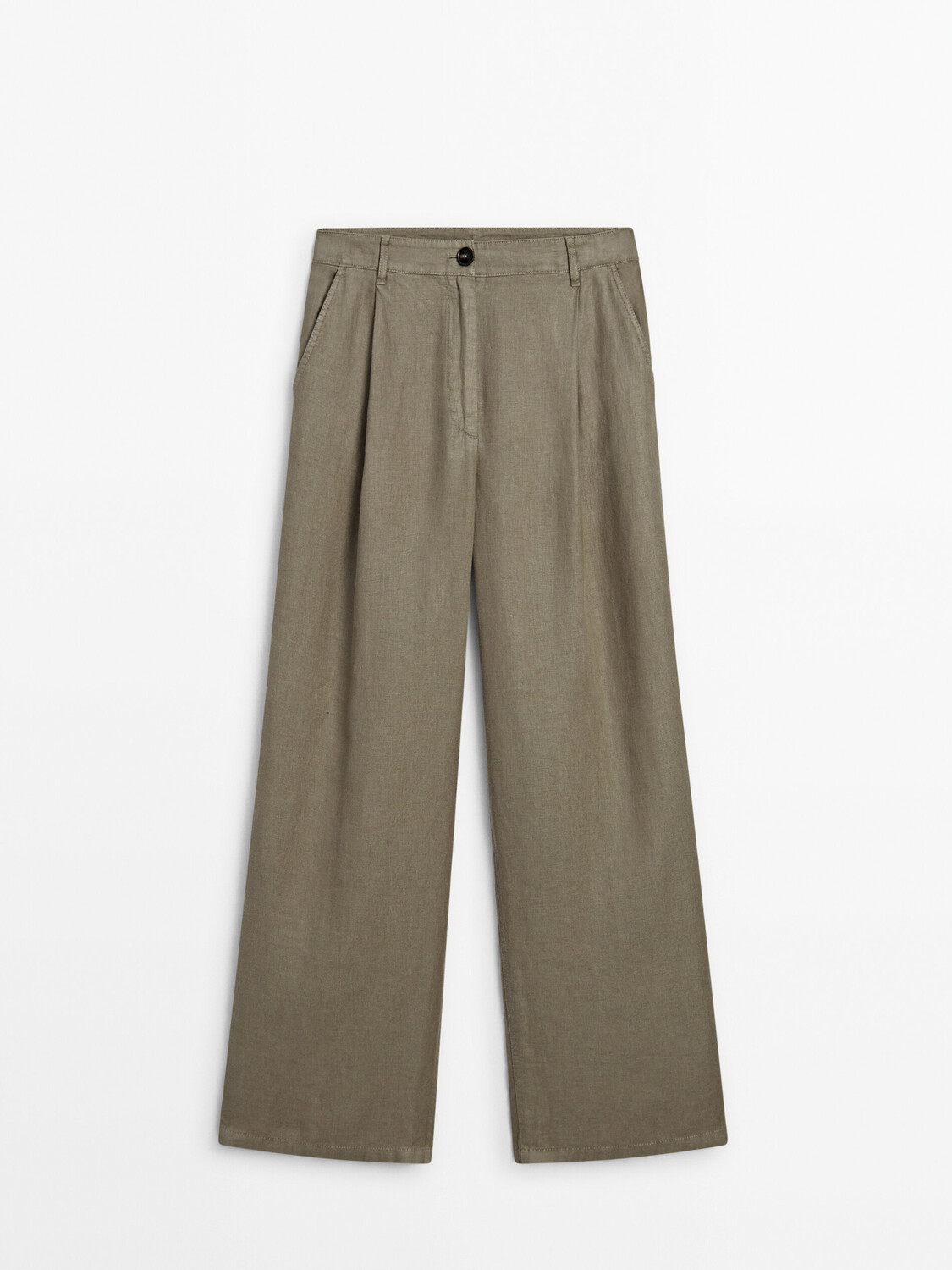 

Широкие брюки из 100% льна Massimo Dutti, зеленый