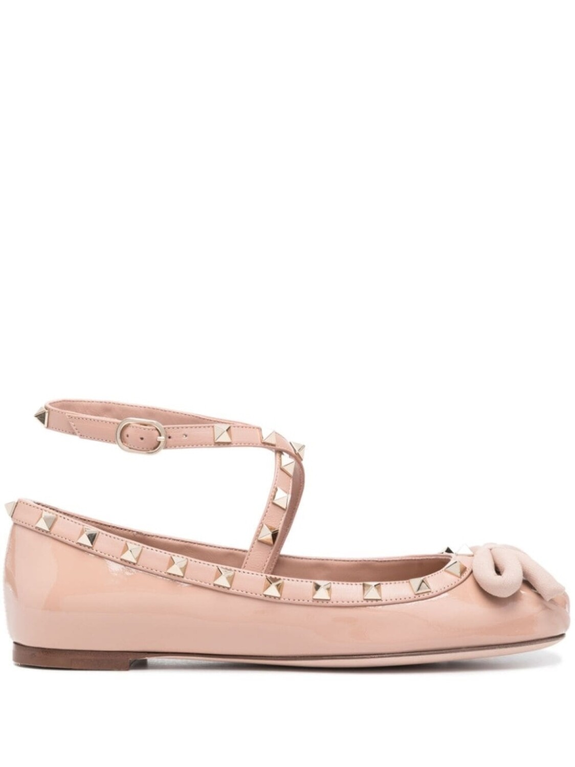Valentino Garavani балетки с декором Rockstud, розовый