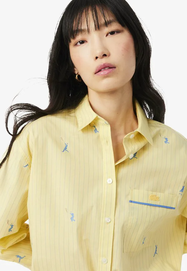Блузка Lacoste Jaune Bleu-Ia, полоска, желтая — фото 4