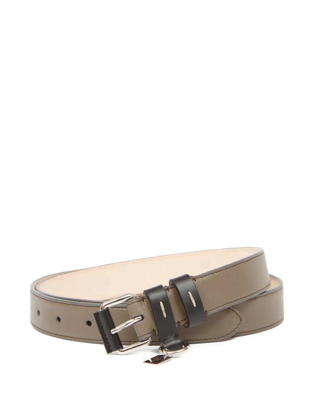 

Кожаный ремень с двойной пряжкой MAISON MARGIELA, коричневый