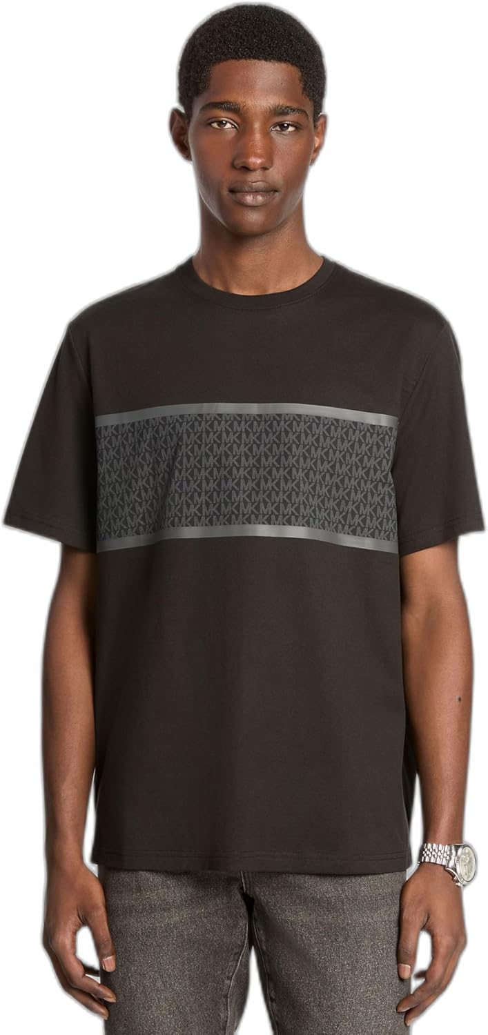 

Мужская футболка Michael Kors MK Signature Stripe Graphic, Black, Черный, Мужская футболка Michael Kors MK Signature Stripe Graphic, Black
