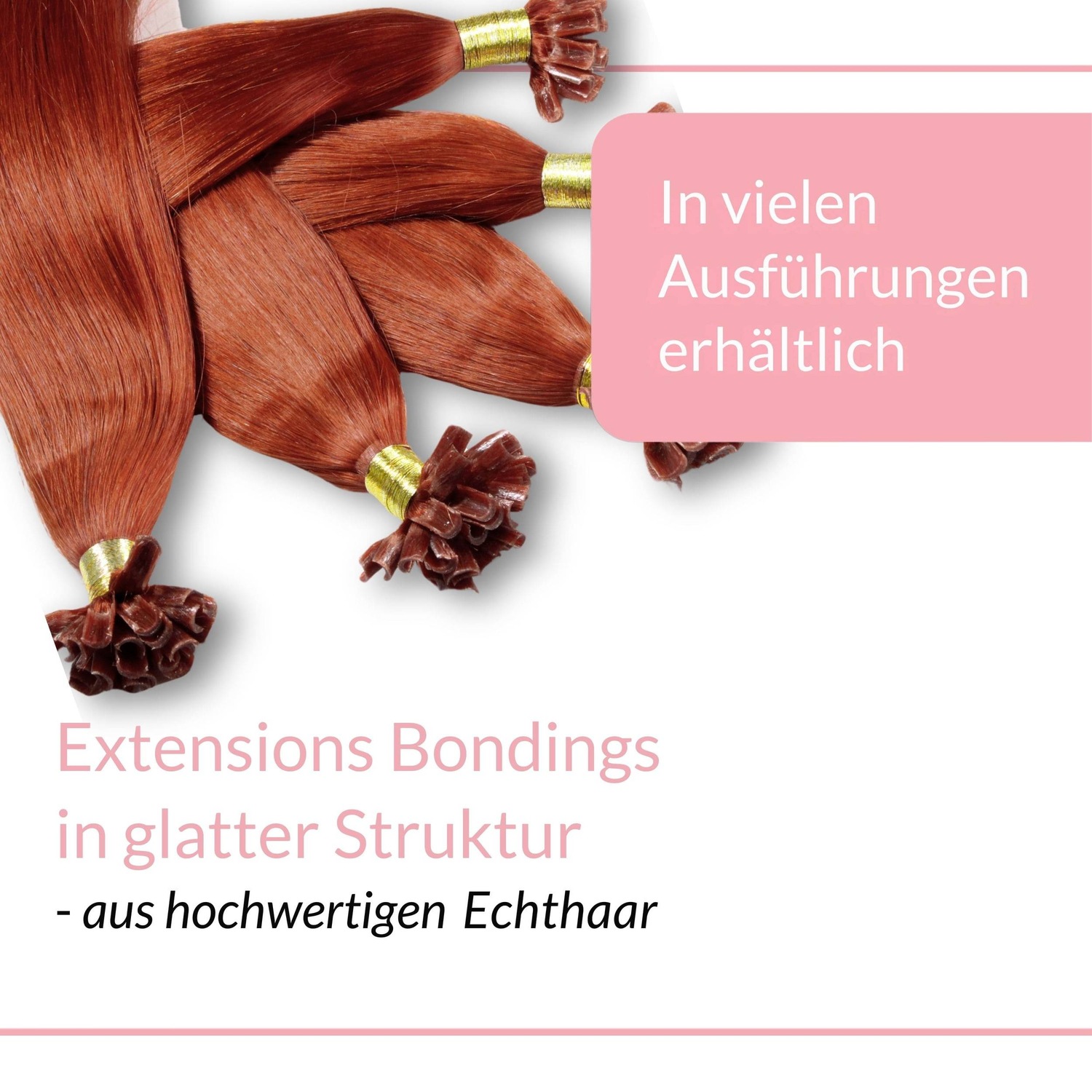 Накладные волосы bonding extensions echthaar #8/43 hellblond rot-gold 1g Hair2Heart, 40cm, количество 25 шт. — фото 3