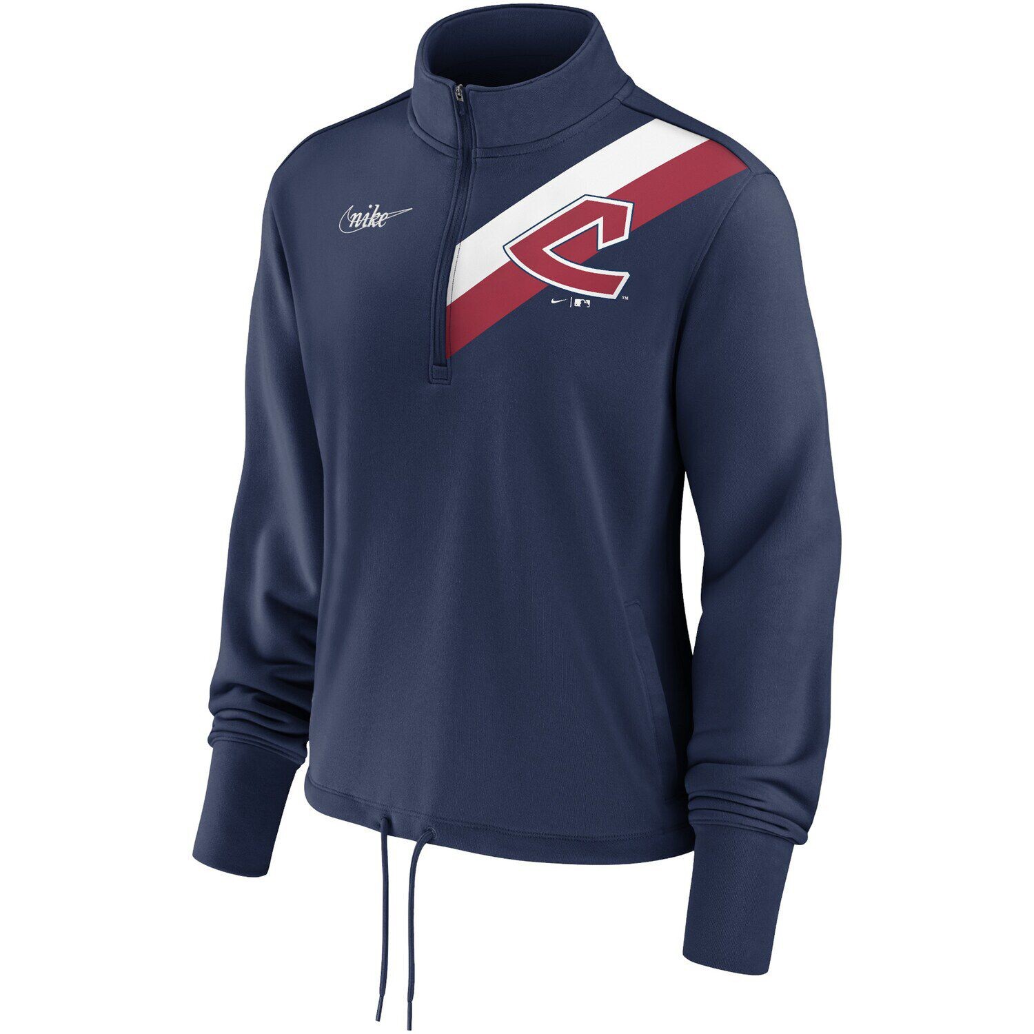 

Женский темно-синий пуловер с молнией до половины длины Nike Cleveland Indians 1973-77 Cooperstown Collection Rewind Stripe Performance Nike
