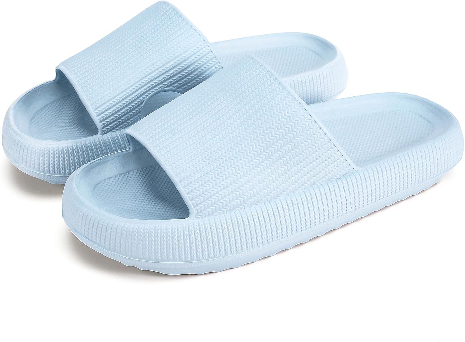

Домашние тапочки rosyclo для женщин и мужчин, тапочки-подушки, шлепанцы для душа, тапочки для дома, удобные, легкие, с толстой подошвой, нескользящие, легко чистятся, голубой