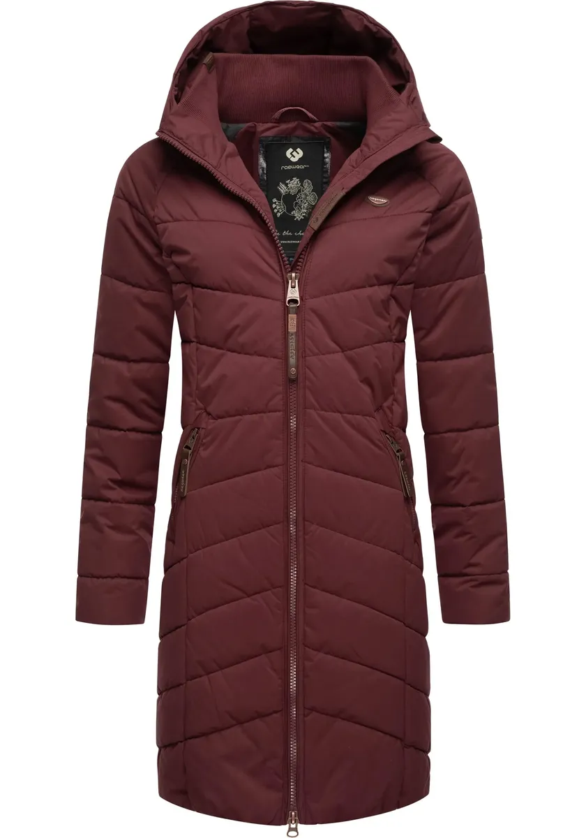 

Стеганое пальто Ragwear "Dizzie Coat", стильная стеганая зимняя парка с капюшоном на подкладке, красный