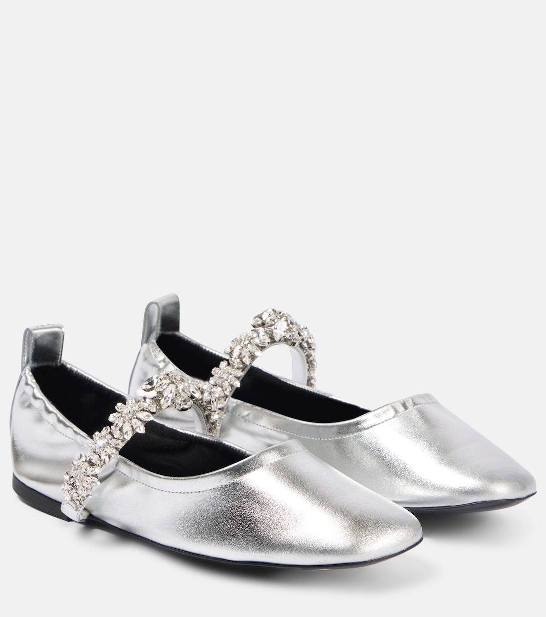 Балетки Elsa из металлизированной искусственной кожи Stella McCartney, серебряный