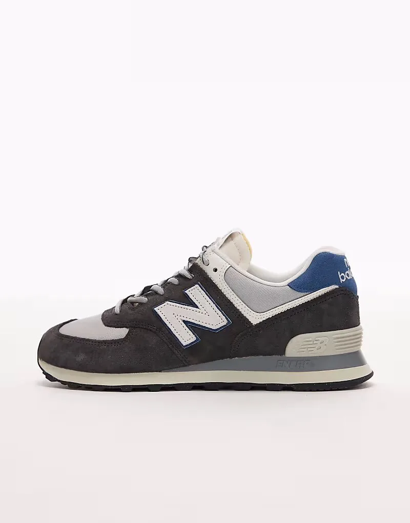 Кроссовки New Balance 574 унисекс серого и бирюзового цвета — фото 2