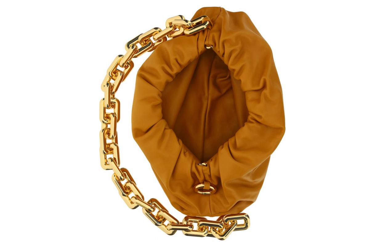 Bottega Veneta Мягкая сумка через плечо из коровьей кожи для женщин Gold Brown — фото 4