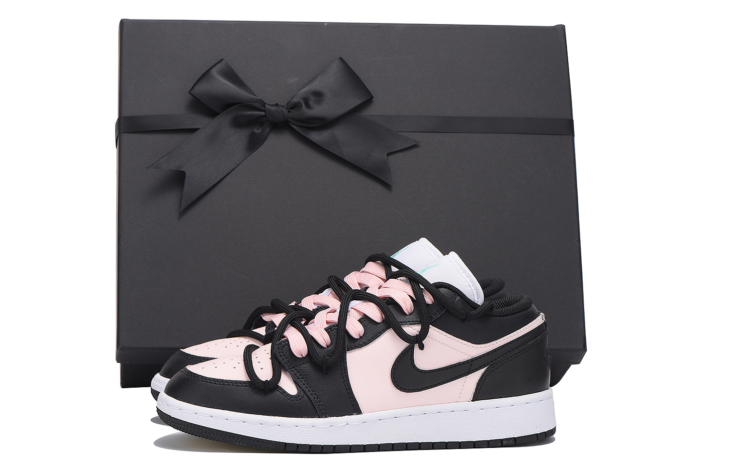 

Jordan Air 1 LOW Cushioning, Wear Resistant низкие детские баскетбольные кроссовки Black Pink для подростков