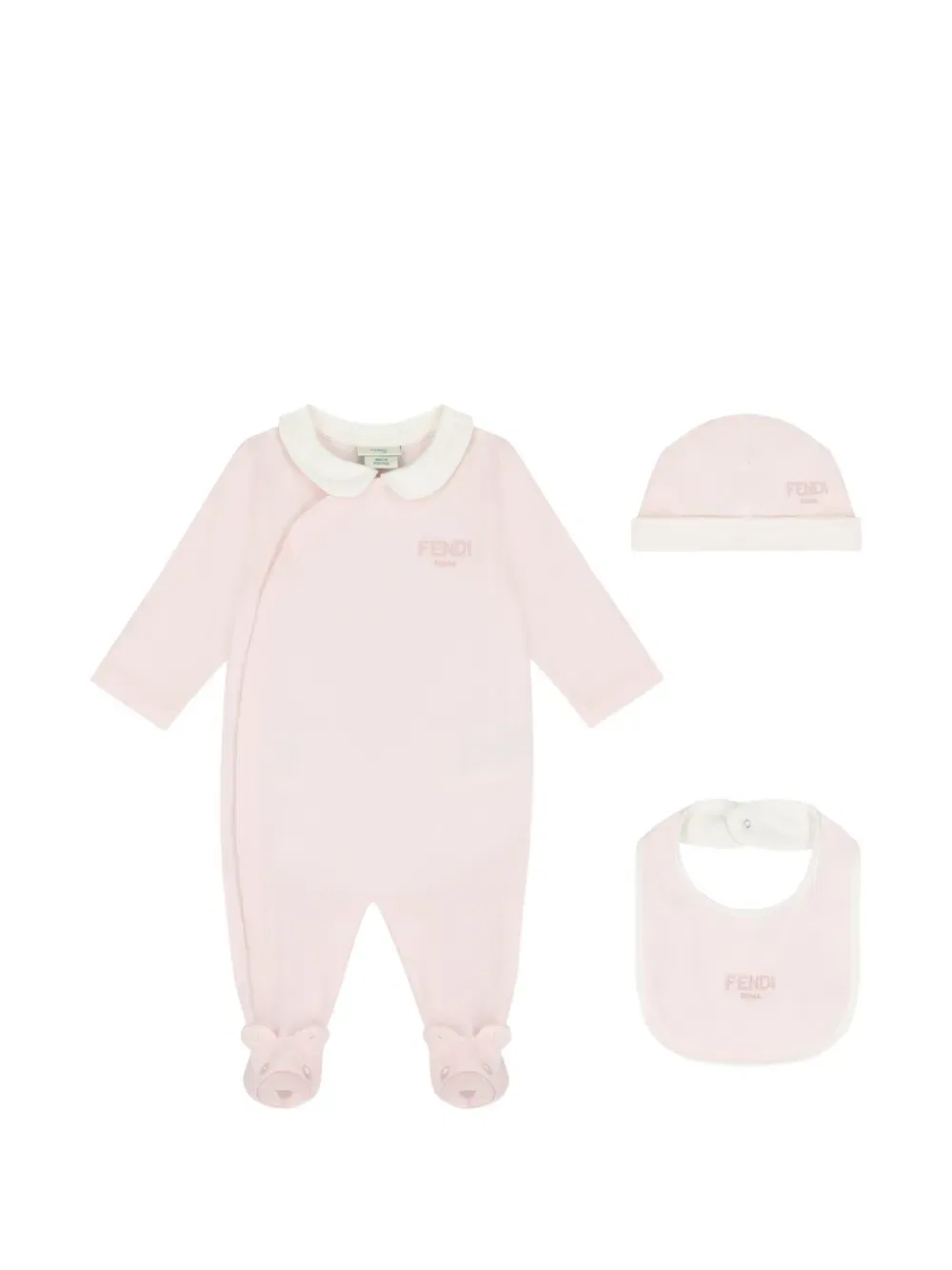 Детский комбинезон с вышивкой логотипа (комплект из трех штук) Fendi Kids, розовый