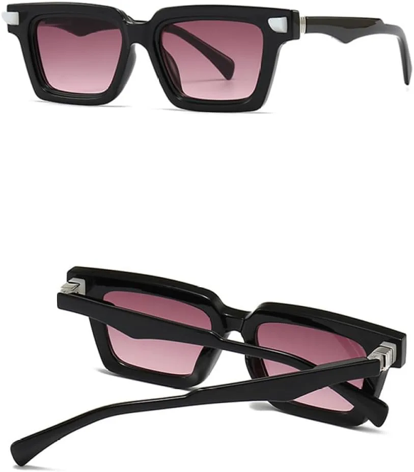 

Ретро-квадратные двухцветные солнцезащитные очки для женщин, модные градиентные оттенки UV400, панк-стиль, заклепки, модные солнцезащитные очки для мужчин MTZJH, Gray