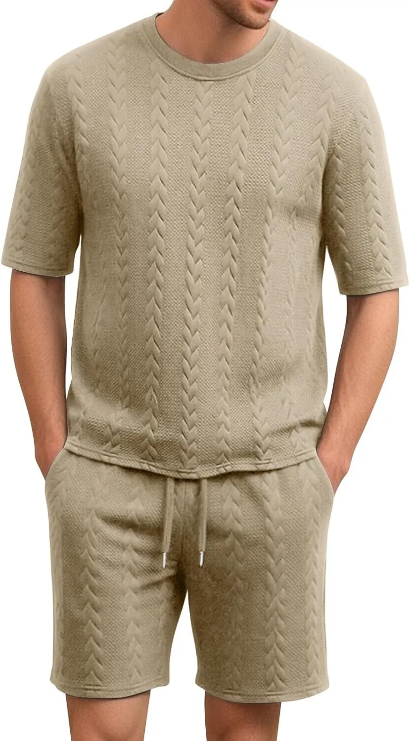 Мужской спортивный костюм из футболки и шорт, Khaki