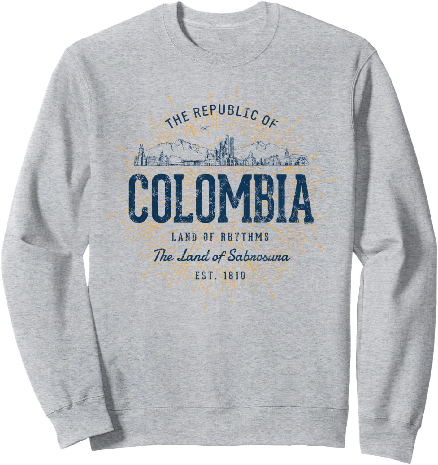 

Колумбийская ретро-стиль, винтажная толстовка Columbia Colombian Souvenirs By Treaja, серый