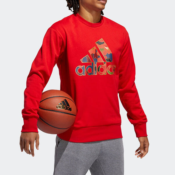 Толстовка adidas Large logo Printing Basketball Sports Pullover Red, красный — фото 3