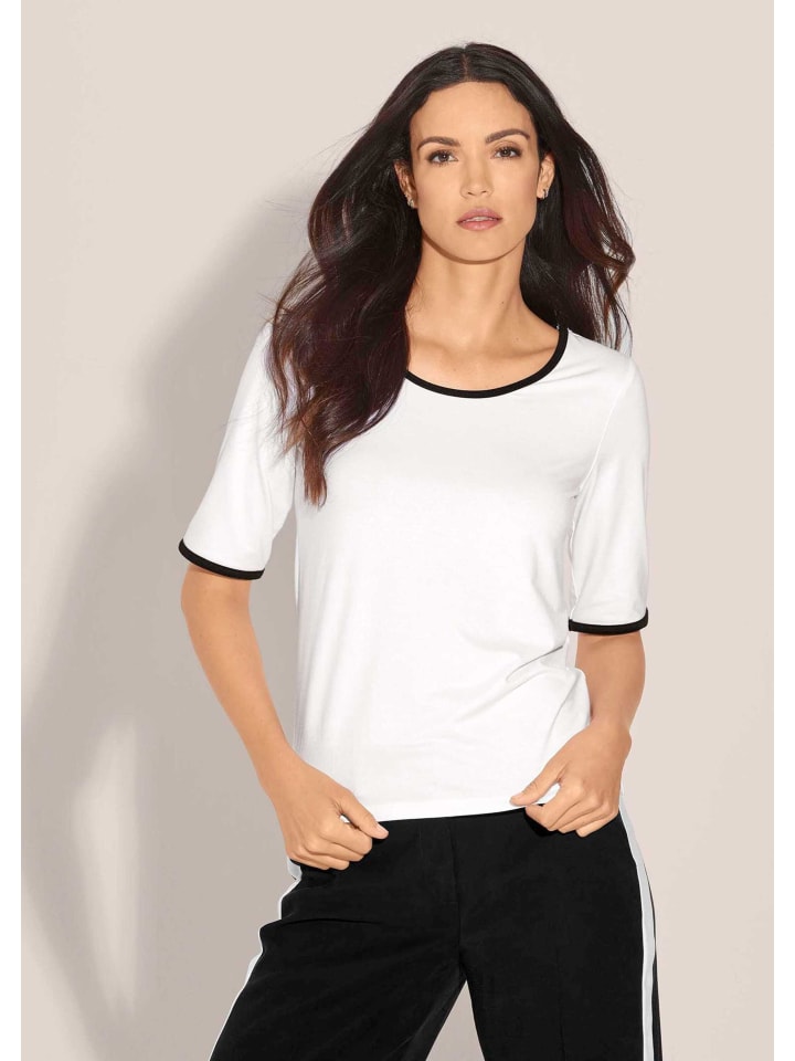 

MADELEINE Футболка с короткими рукавами и контрастной окантовкой белого/черного цвета, Черный, MADELEINE Футболка с короткими рукавами и контрастной окантовкой белого/черного цвета