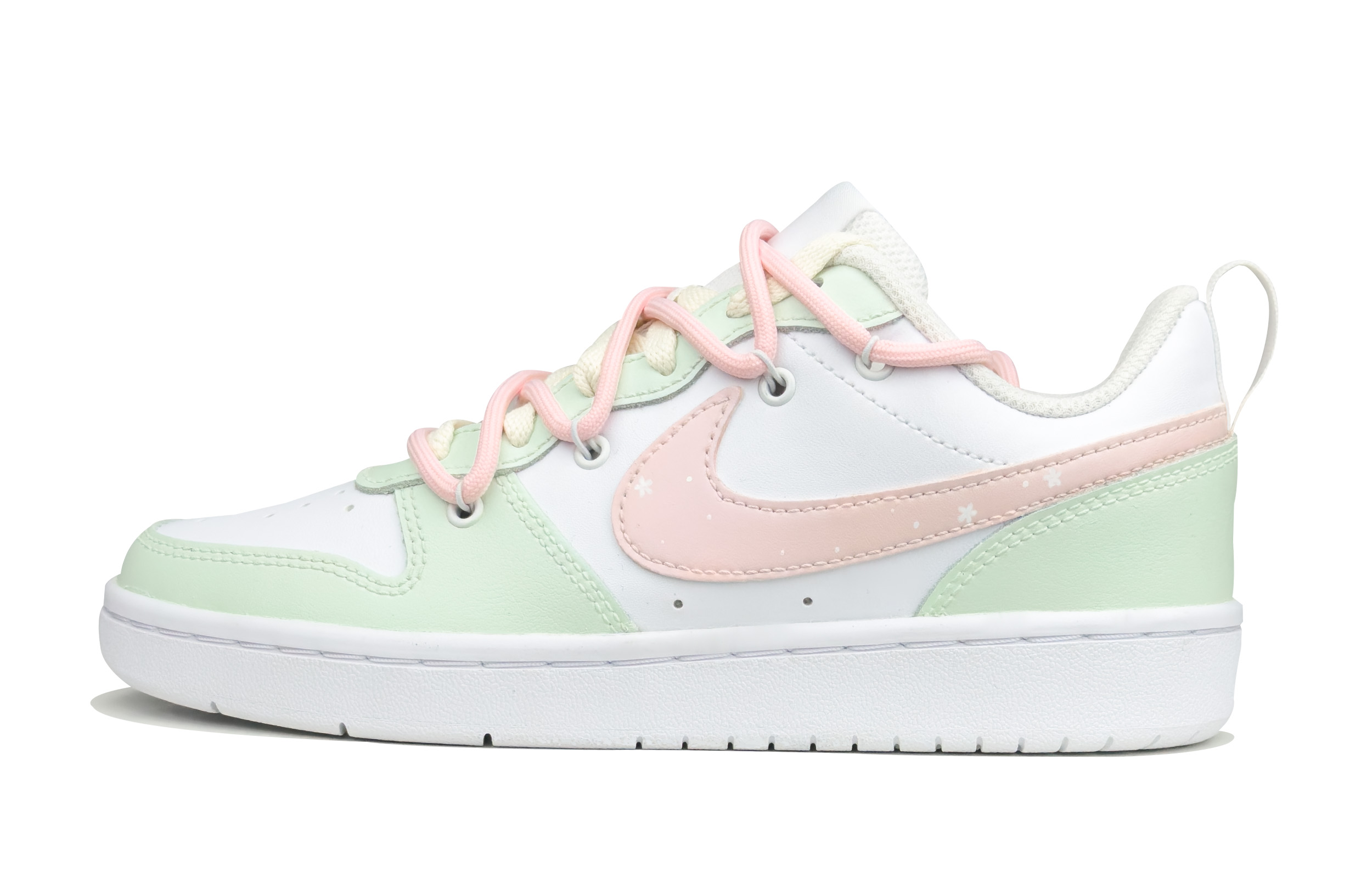 

Кроссовки Nike Court Borough Skateboarding Shoes Women's Low-top White/green/pink, розовый