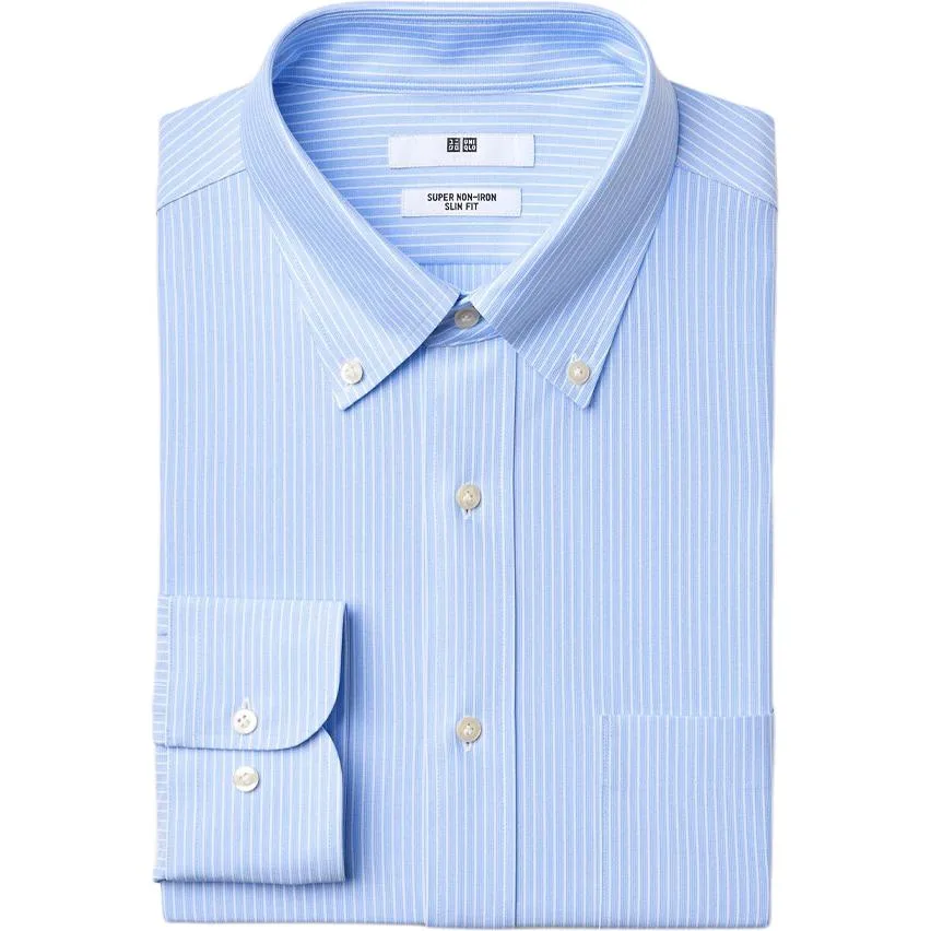 UNIQLO Рубашка мужская Sky Blue с заостренным воротником