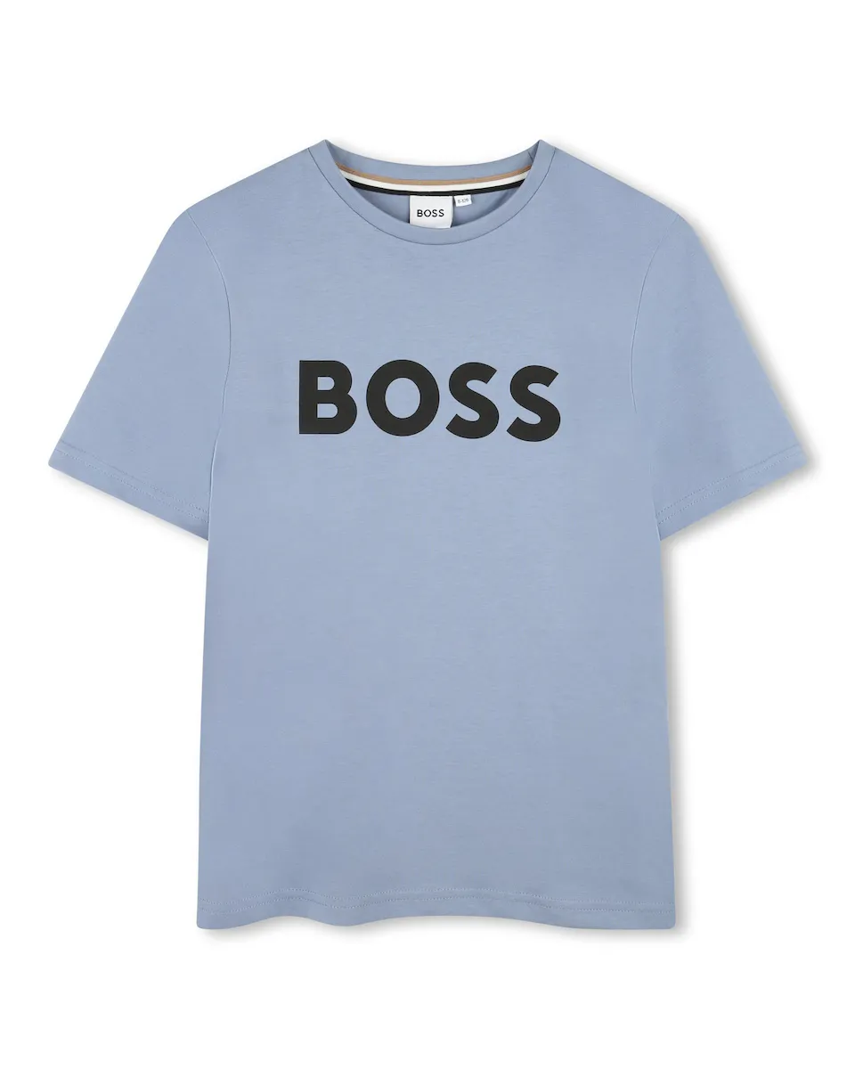 

Футболка для мальчика из 100% хлопка с логотипом спереди BOSS Kidswear, серый