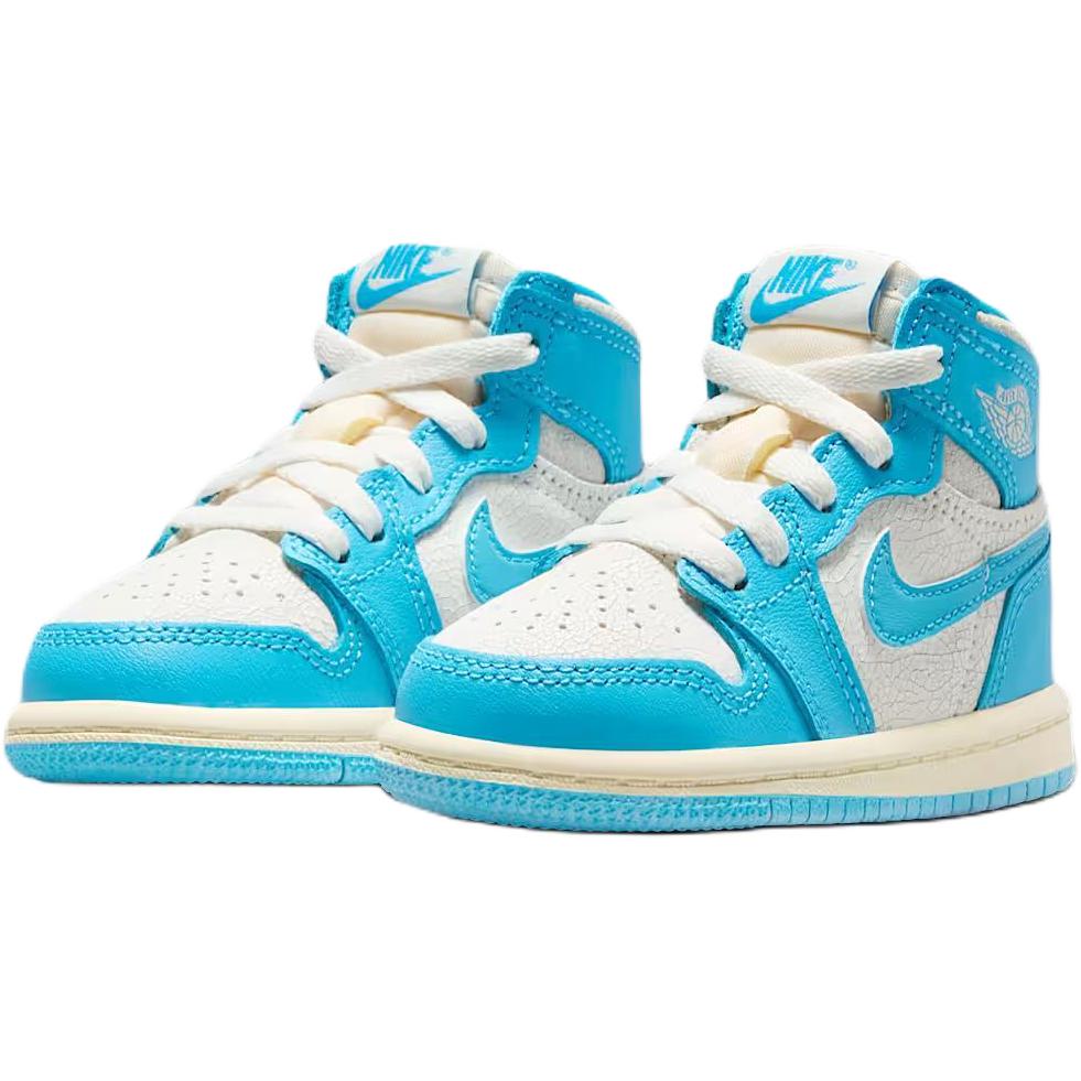 Jordan Air 1UNC противоскользящие износостойкие высокие детские ботинки white blue для малышей — фото 4