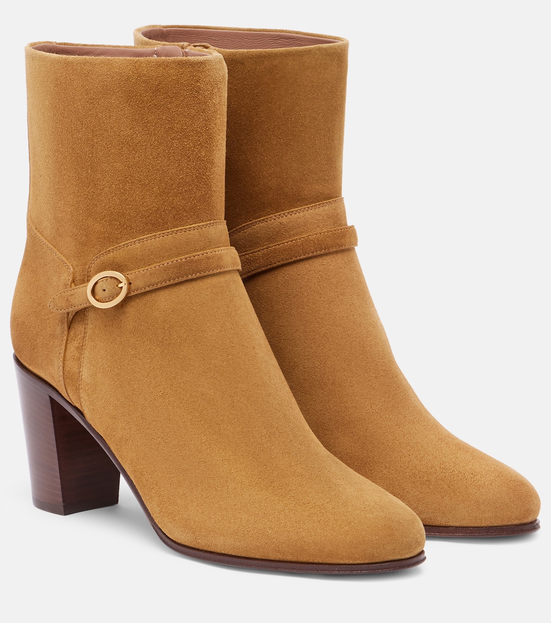 Ботинки Pattie 75 на шнуровке из замши Valentino Garavani, Havana Beige