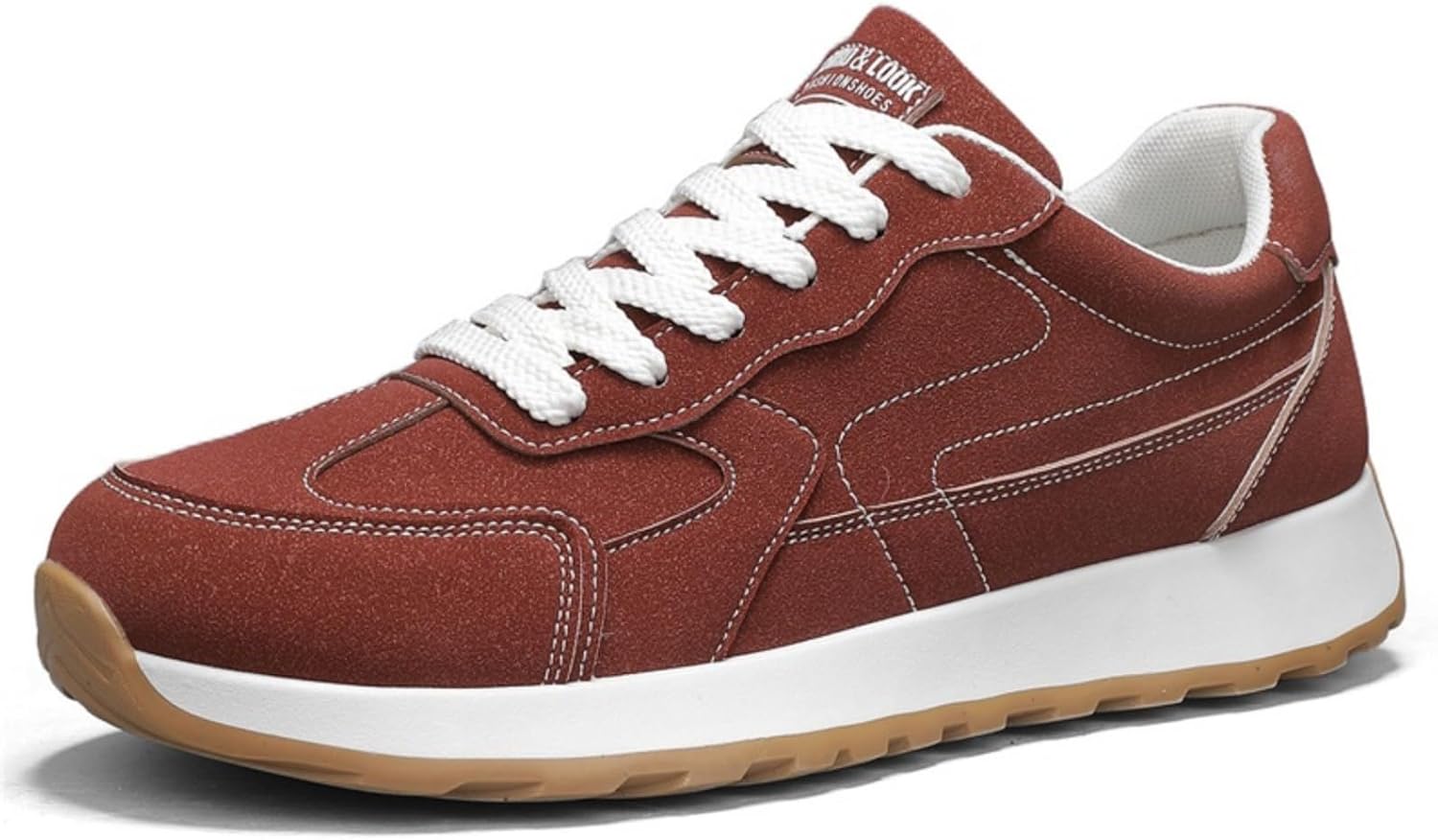 

Мужские замшевые кроссовки Мужские шнурованные модные кроссовки Удобные плоские повседневные обувь для ходьбы Простые кроссовки для бега Подходят для спортзала, вождения и активного отдыха на улице Houdbdol, красный