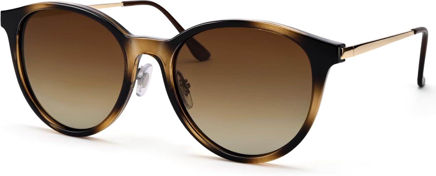 

Поляризованные солнцезащитные очки для женщин и мужчин - винтажные круглые классические солнцезащитные очки - ретро-стиль, защита от ультрафиолета UV400 Pro Acme, C2 - Tortoise/Gradient Brown