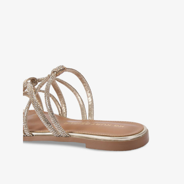 Сандалии Kg Kurt Geiger Перла плоские плетеные, золотой — фото 4