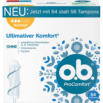 

ob Tampon ProComfort Normal Максимальный комфорт и надежная защита 64 тампона O.B