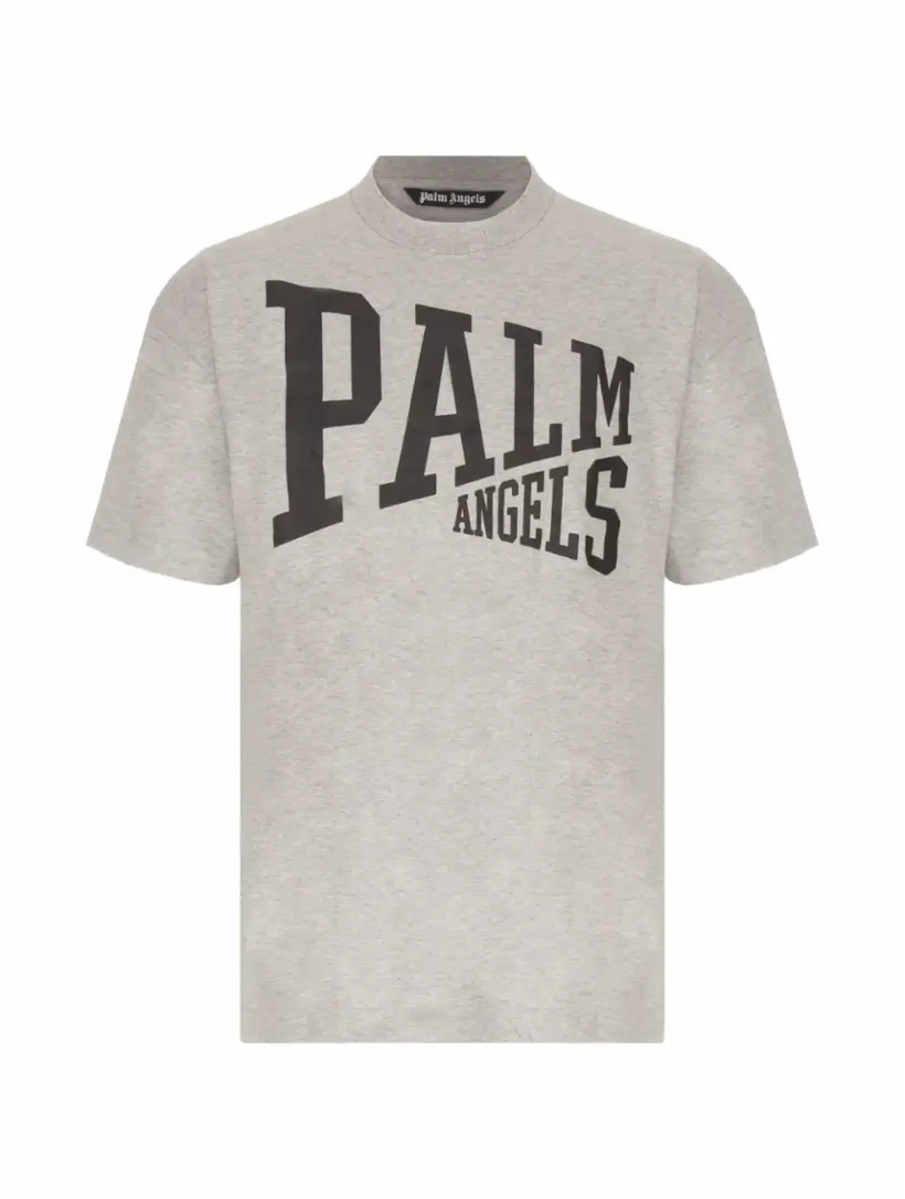 

Хлопковая футболка с логотипом Palm Angels, серый