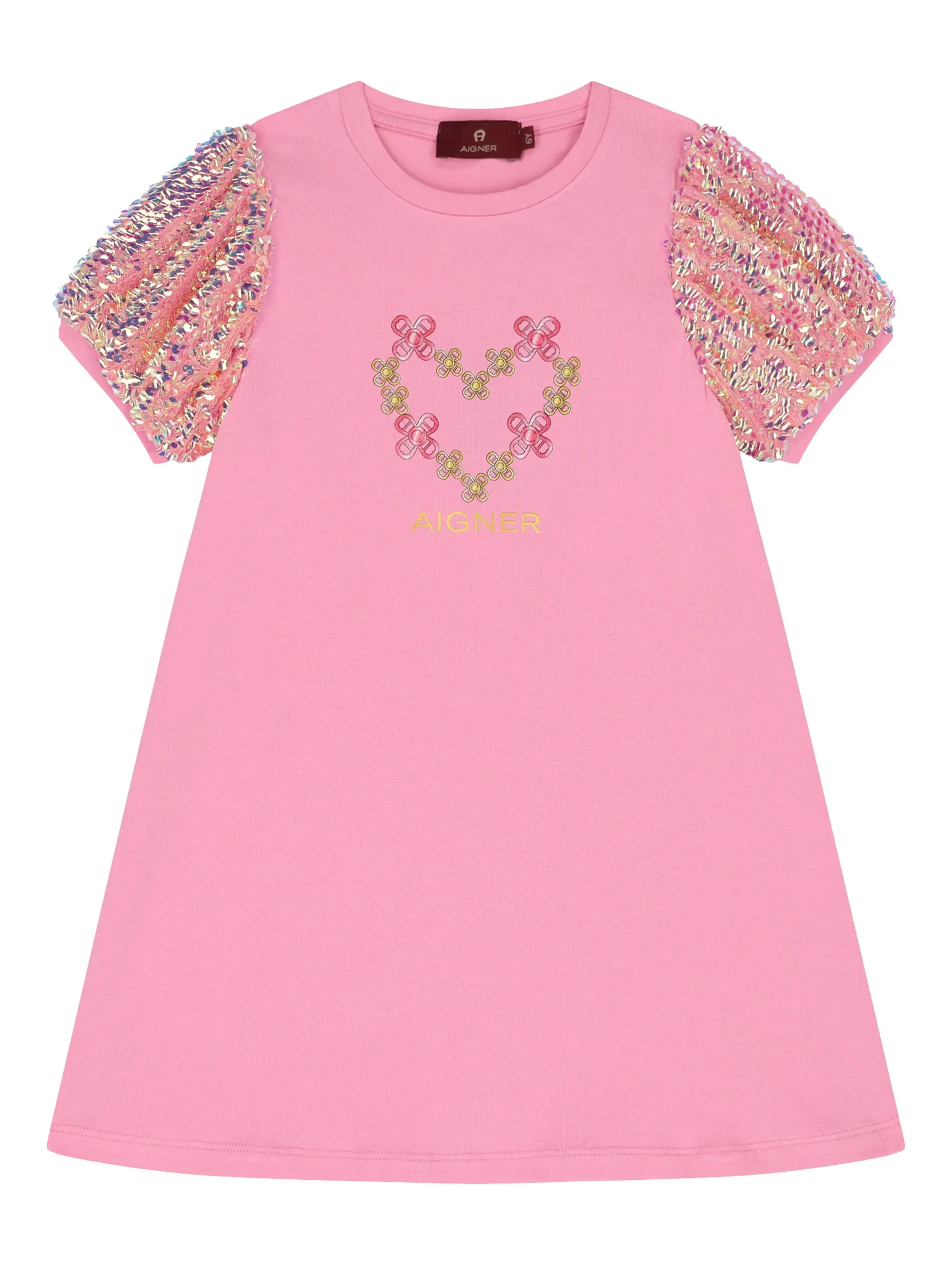 Платье с пайетками и логотипом Aigner Kids, розовый