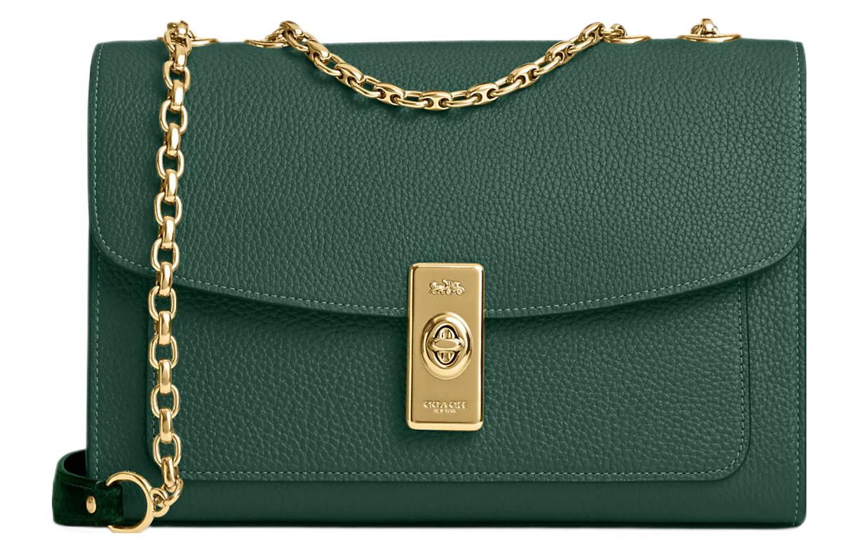 

COACH Сумка-конверт Lana Leather, кроссбоди, средняя женская, зеленая